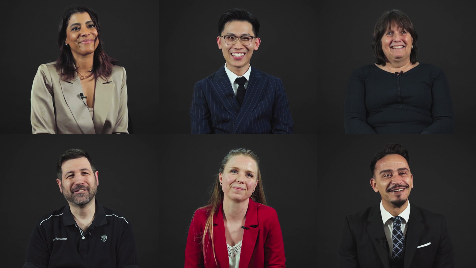 a group of people smiling